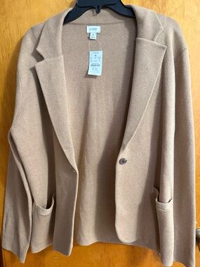 J. Crew Camel Knit Single-Button Blazer